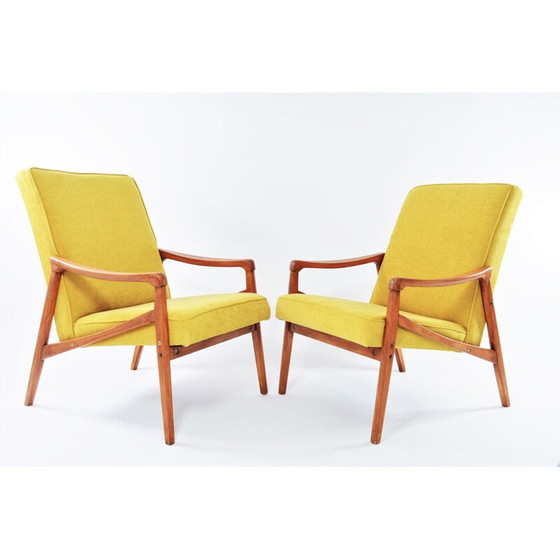 Image 1 of Chaise à stylo vintage jaune en bois fin, 1960