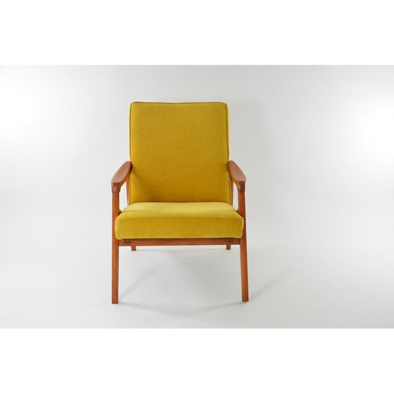 Image 1 of Chaise à stylo vintage jaune en bois fin, 1960