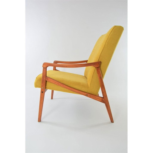 Chaise à stylo vintage jaune en bois fin, 1960