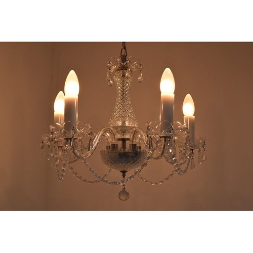 Lustre vintage en cristal de Kamenicky Senov, Tchécoslovaquie 1960