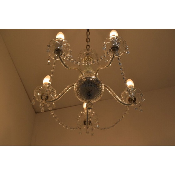 Image 1 of Lustre vintage en cristal de Kamenicky Senov, Tchécoslovaquie 1960