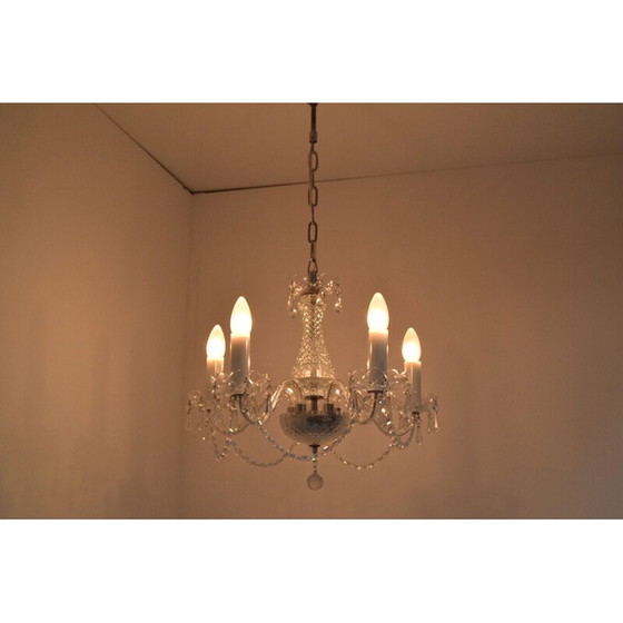 Image 1 of Lustre vintage en cristal de Kamenicky Senov, Tchécoslovaquie 1960