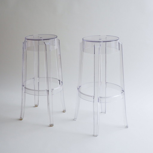 6 Charles Ghost Large Stools By Philippe Starck For Kartell