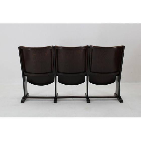 Image 1 of Banquettes de cinéma vintage 3 places en hêtre pour Ton, Tchécoslovaquie 1970