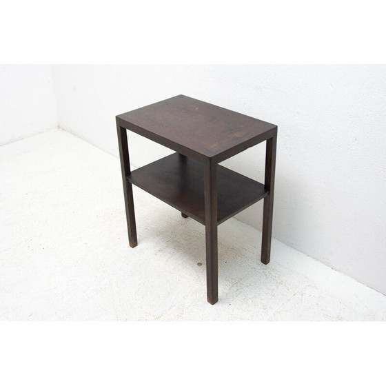 Image 1 of Table d'appoint vintage moderniste en chêne, Tchécoslovaquie 1950