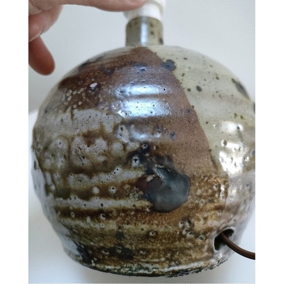 Image 1 of Lampe boule vintage en grès émaillé de pyrite par Gustave Tiifoche, 1980