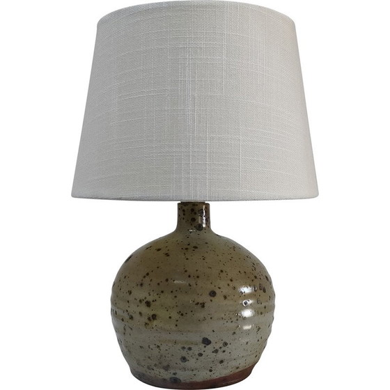 Image 1 of Lampe boule vintage en grès émaillé de pyrite par Gustave Tiifoche, 1980