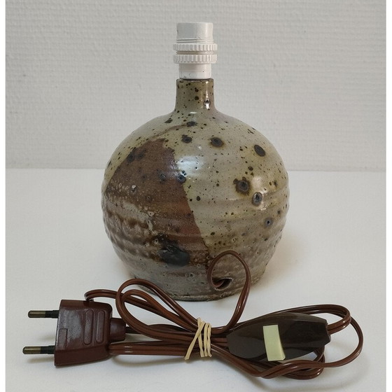 Image 1 of Lampe boule vintage en grès émaillé de pyrite par Gustave Tiifoche, 1980