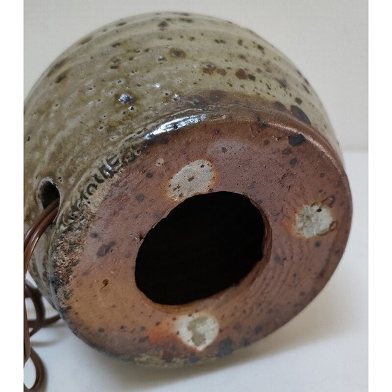 Image 1 of Lampe boule vintage en grès émaillé de pyrite par Gustave Tiifoche, 1980