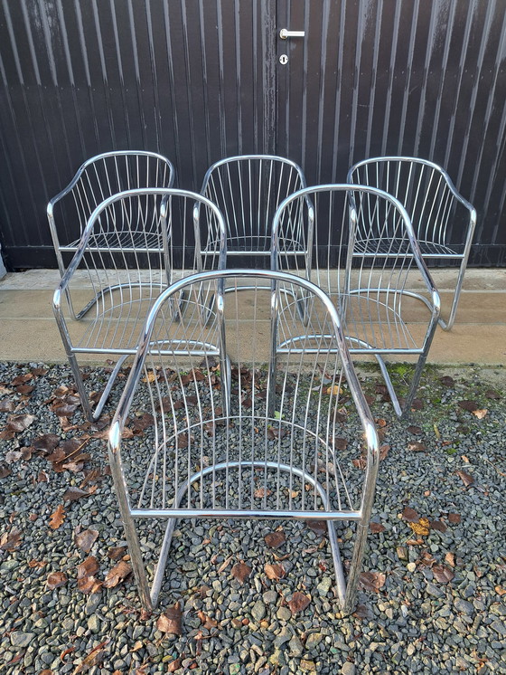 Image 1 of 6x Chaise vintage à structure tubulaire 1970
