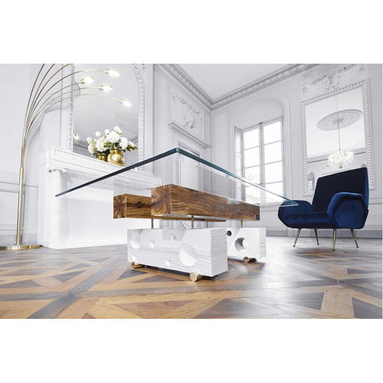 Image 1 of Table basse vintage en laiton massif poli par Leonardy Ulysse André