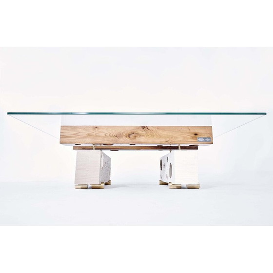 Image 1 of Table basse vintage en laiton massif poli par Leonardy Ulysse André