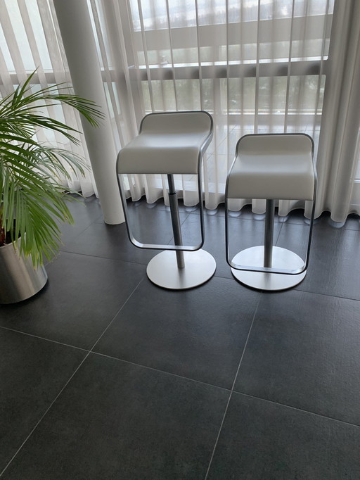 2X Lapalma Tabouret réglable en hauteur Cuir blanc