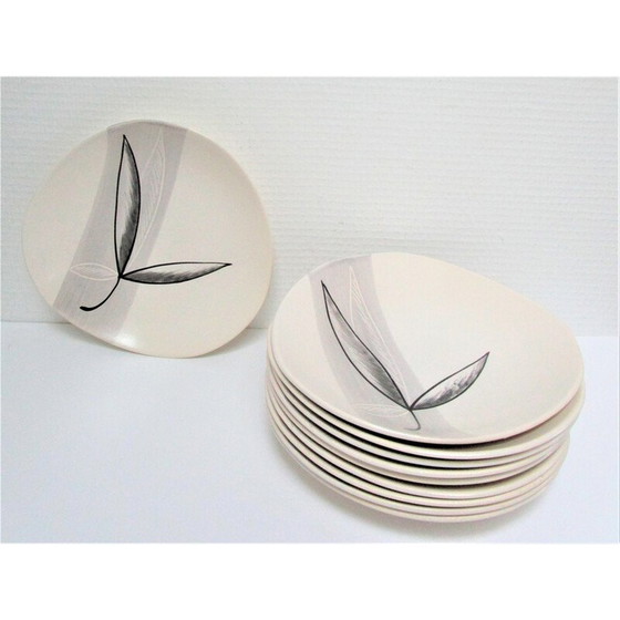 Image 1 of Lot de 10 assiettes "Lotus" pour Pornic, France 1960