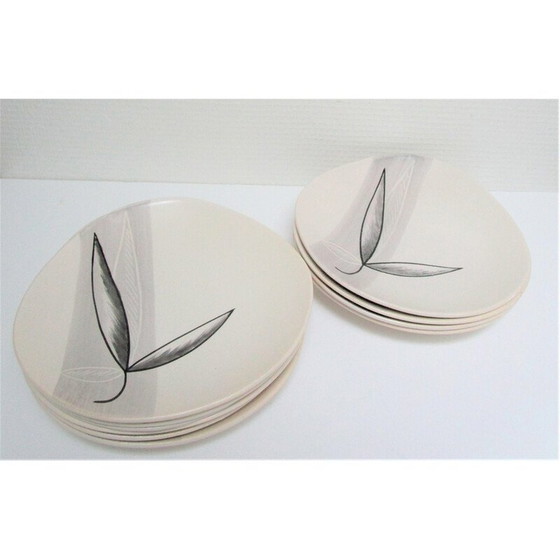 Image 1 of Lot de 10 assiettes "Lotus" pour Pornic, France 1960