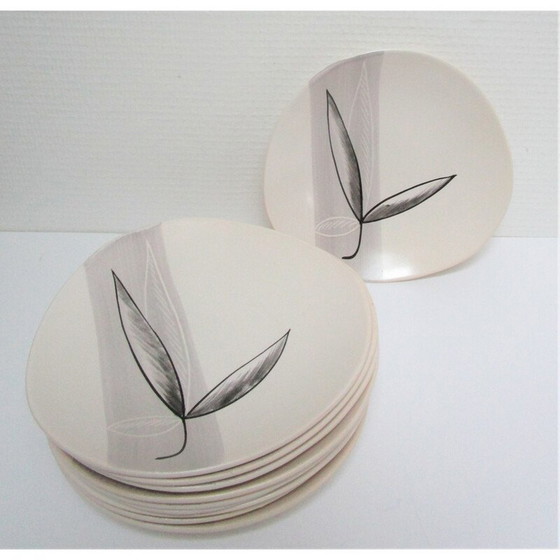 Image 1 of Lot de 10 assiettes "Lotus" pour Pornic, France 1960