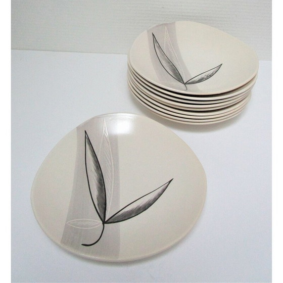 Image 1 of Lot de 10 assiettes "Lotus" pour Pornic, France 1960