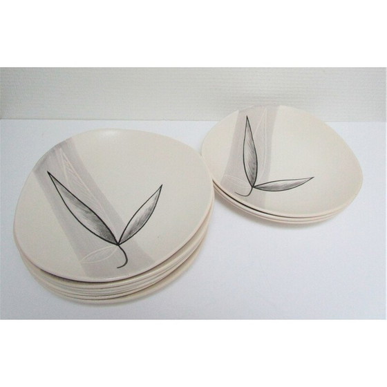 Image 1 of Lot de 10 assiettes "Lotus" pour Pornic, France 1960