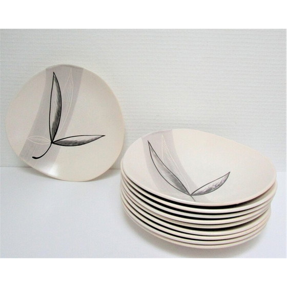 Image 1 of Lot de 10 assiettes "Lotus" pour Pornic, France 1960