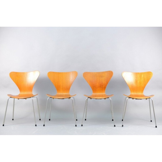 Image 1 of Ensemble de 4 chaises de salle à manger vintage en teck par Wilde et Spieth, Allemagne 1960