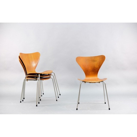Image 1 of Ensemble de 4 chaises de salle à manger vintage en teck par Wilde et Spieth, Allemagne 1960