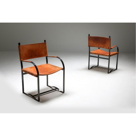 Image 1 of Paire de fauteuils en cuir cognac vintrage 1960