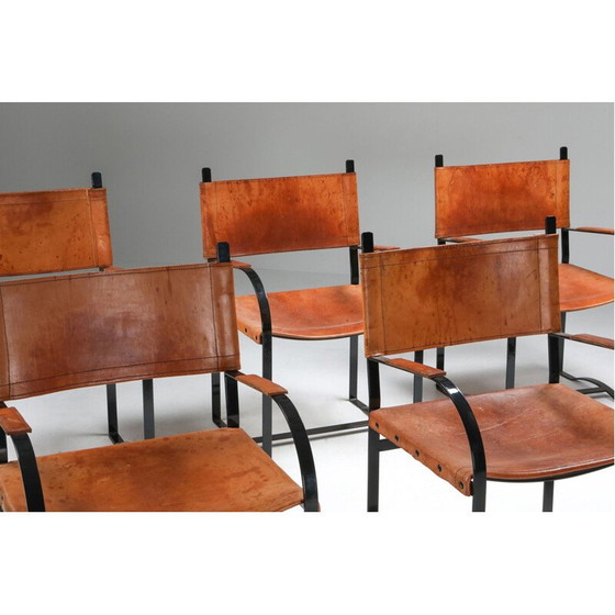 Image 1 of Paire de fauteuils en cuir cognac vintrage 1960