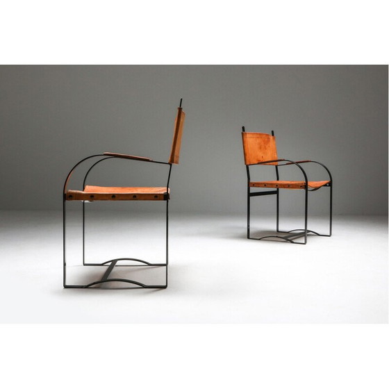 Image 1 of Paire de fauteuils en cuir cognac vintrage 1960