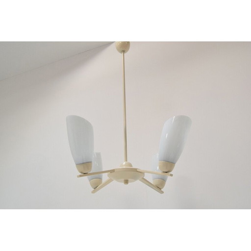 Lustre vintage en verre et métal par Lidokov, Tchécoslovaquie 1970