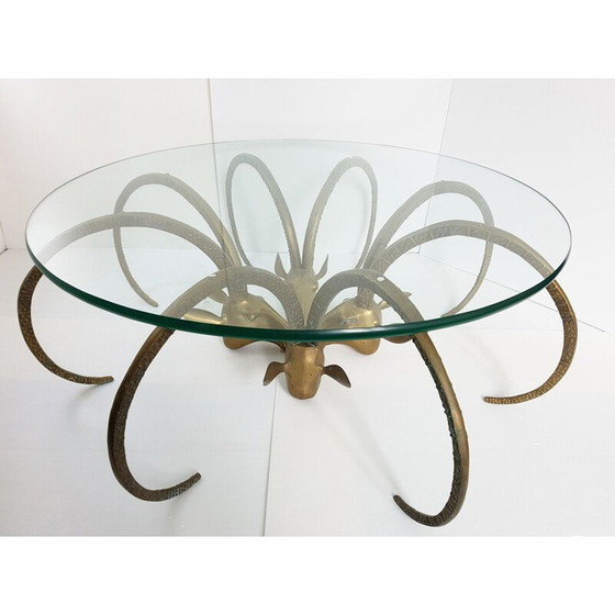 Image 1 of Table basse vintage à tête de bélier en laiton doré