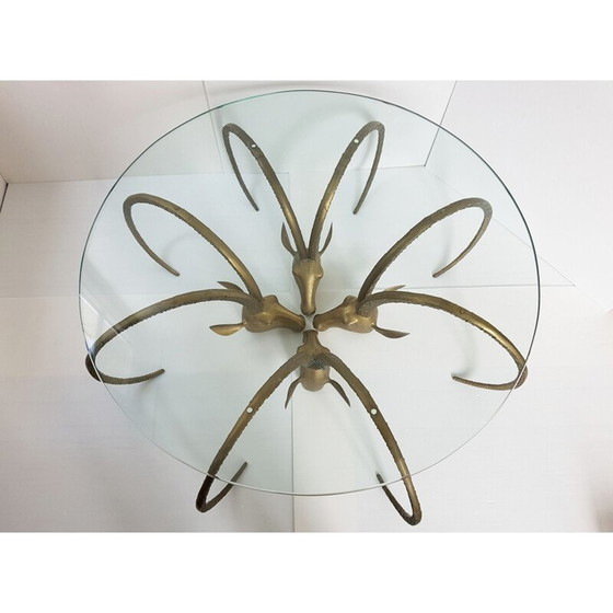 Image 1 of Table basse vintage à tête de bélier en laiton doré