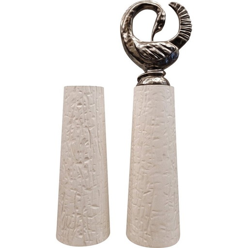 Paire de vases Canard vintage en céramique émaillée pour Roche Bobois, France