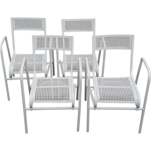 Ensemble de 4 fauteuils de jardin blancs vintage, 1950