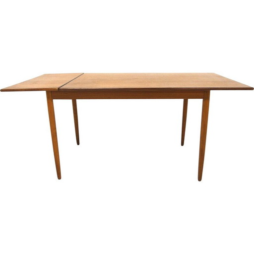 Table de salle à manger vintage en teck et hêtre, Suède 1950