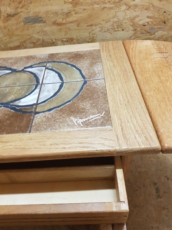 Image 1 of Table de couture avec carreaux dans le style de H. Wegner