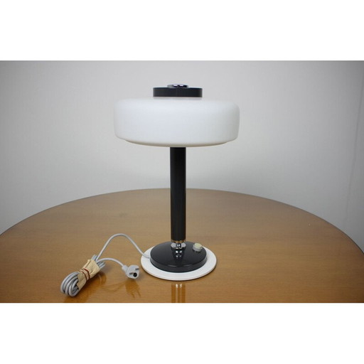 Lampe de table vintage noire et blanche par Napako, Tchécoslovaquie 1960