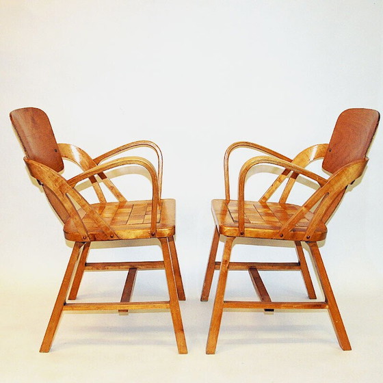 Image 1 of Paire de fauteuils vintage en bouleau par Per Aaslid pour Aaslid Møbelfabrikk, Norvège 1950