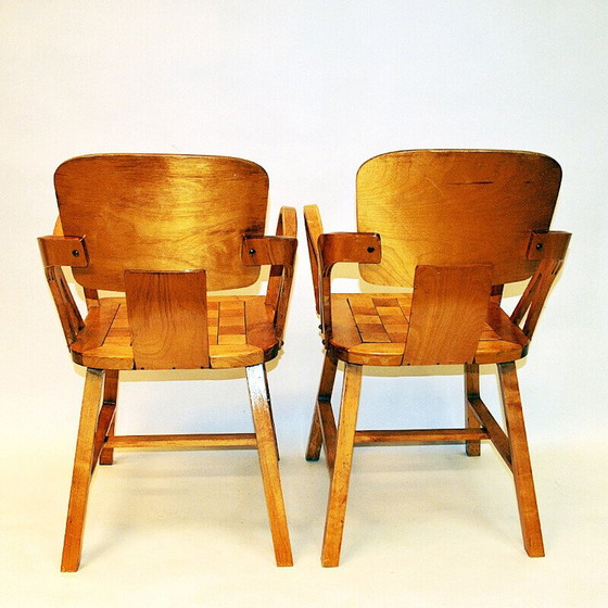 Image 1 of Paire de fauteuils vintage en bouleau par Per Aaslid pour Aaslid Møbelfabrikk, Norvège 1950