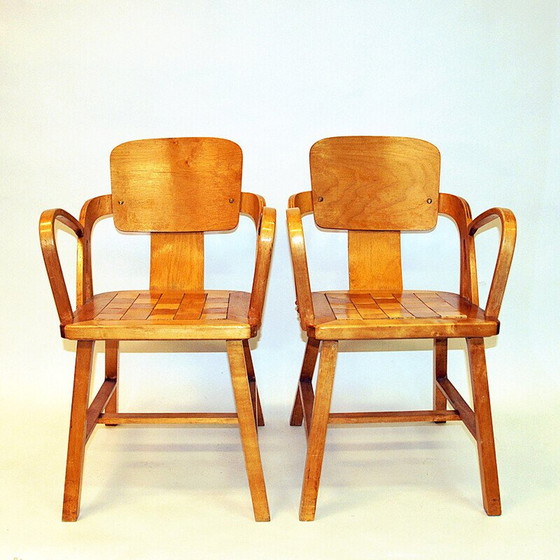 Image 1 of Paire de fauteuils vintage en bouleau par Per Aaslid pour Aaslid Møbelfabrikk, Norvège 1950