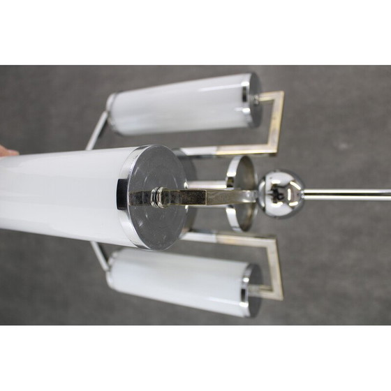 Image 1 of Lustre Vintage Art Déco en chrome avec verre Tubus, Tchécoslovaquie 1930