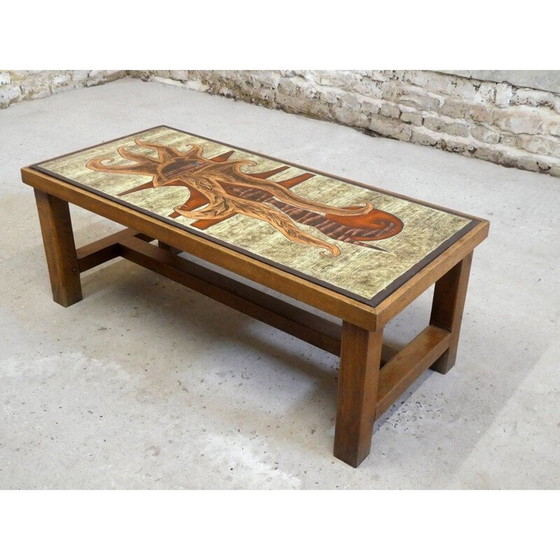 Image 1 of Table basse vintage en lave émaillée de Jean Jaffeux, 1970