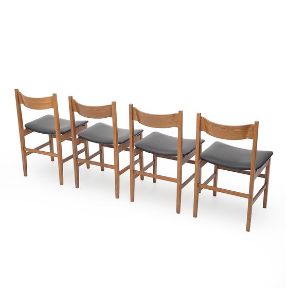 Image 1 of 4 Chaises en bois avec siège rembourré, 1950S