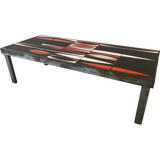 Table basse vintage en céramique "Navettes" par Roger Capron, France 1960