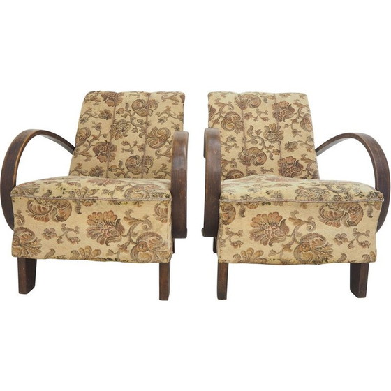 Image 1 of Paire de fauteuils Art Déco vintage par Jindrich Halabala, Tchécoslovaquie années 1940