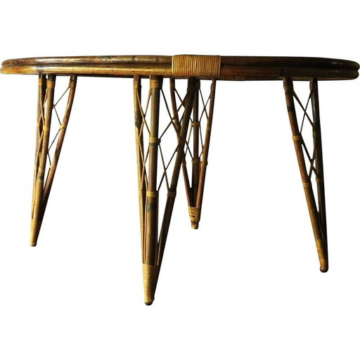 Table de jardin en bambou en forme de feuille, Mid Century, 1960