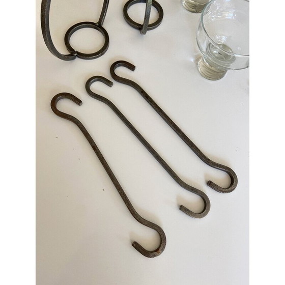 Image 1 of Lustre scandinave vintage en fer forgé pour quatre lampes, 1960s