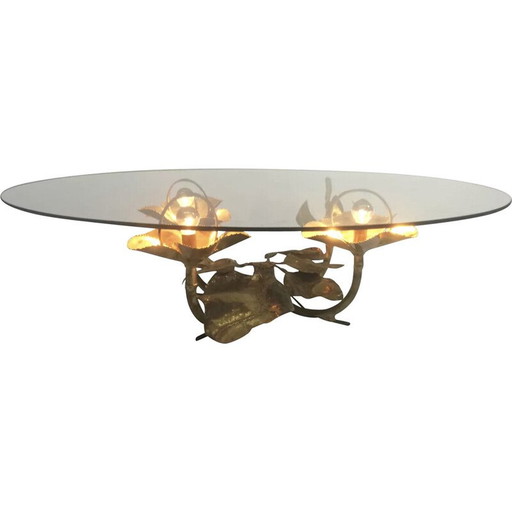 Table basse vintage en laiton pour Rega, 1970