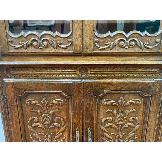 Image 1 of Buffet vintage vitré en chêne massif