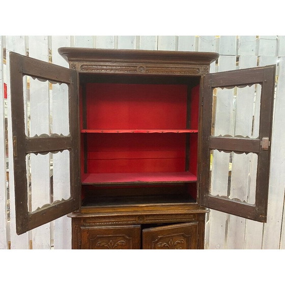 Image 1 of Buffet vintage vitré en chêne massif