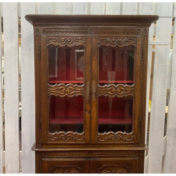 Image 1 of Buffet vintage vitré en chêne massif